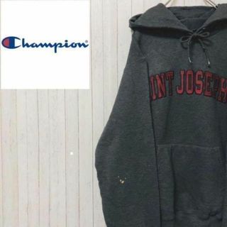 チャンピオン(Champion)のチャンピオン　カレッジ　パーカー　スウェット　ダークグレー　フロッキー刺繍　XS(パーカー)