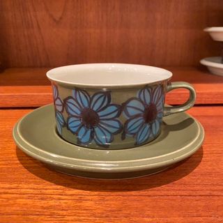 アラビア(ARABIA)の【希少かつ美品】HLA - olive green 花柄/ ARABIA(グラス/カップ)