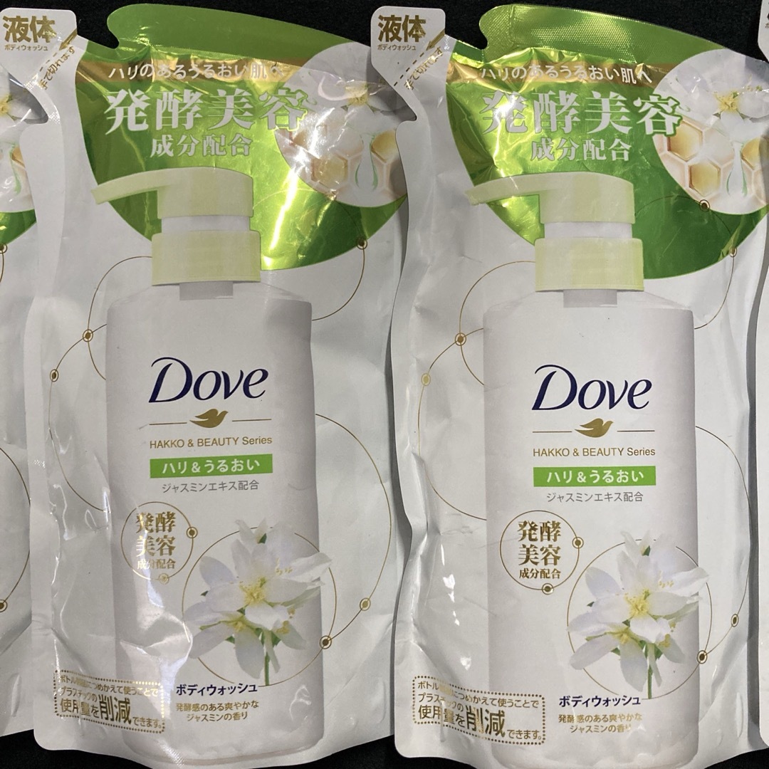Dove（Unilever）(ダヴ)のダヴ発酵美容成分配合ボディウォッシュハリ＆うるおいジャスミンの香り340g×4袋 コスメ/美容のボディケア(ボディソープ/石鹸)の商品写真