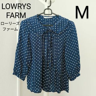 ローリーズファーム(LOWRYS FARM)のローリーズファーム ドット柄 ブラウス ネイビー(シャツ/ブラウス(長袖/七分))