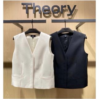 セオリー(theory)のTheory Oxford Crepe CL Slim Vest  ホワイト S(ベスト/ジレ)