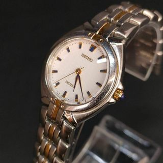 セイコー(SEIKO)の美品【稼働品】SEIKO　セイコーエクセリーヌ　ホワイト　ゴールドシルバー　QZ(腕時計)