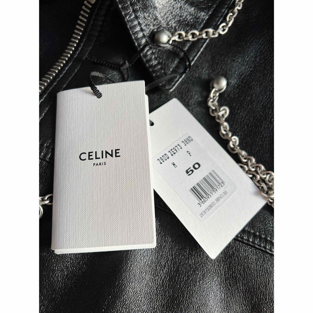 CELINE - CELINE 21AW チェーン装飾レザージャケット2E973280Dの CELINE - CELINE 21AW チェーン装飾レザージャケット2E973280Dの