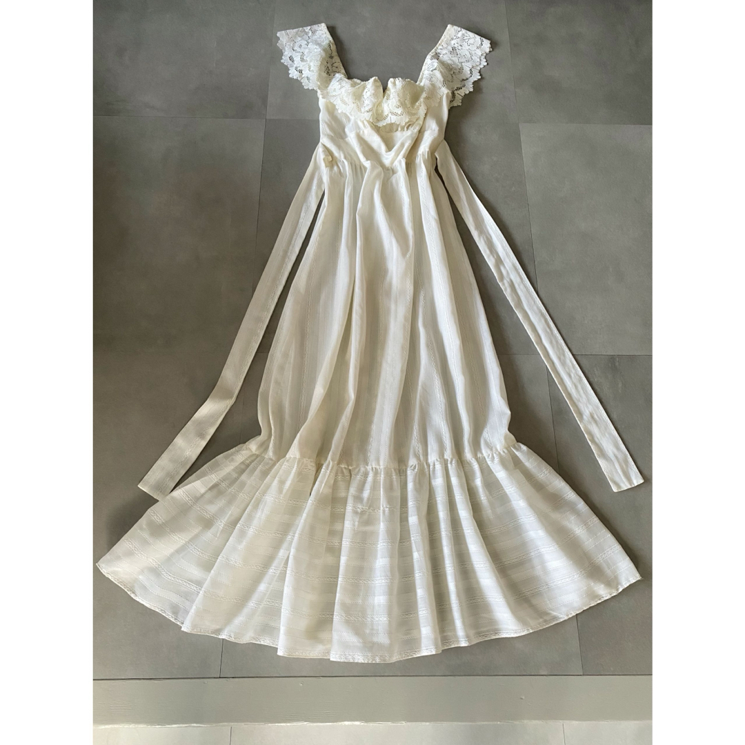 ビンテージ 70s USA白ドレス アンティーク ワンピース レース 希少 美品 レディースのワンピース(ロングワンピース/マキシワンピース)の商品写真