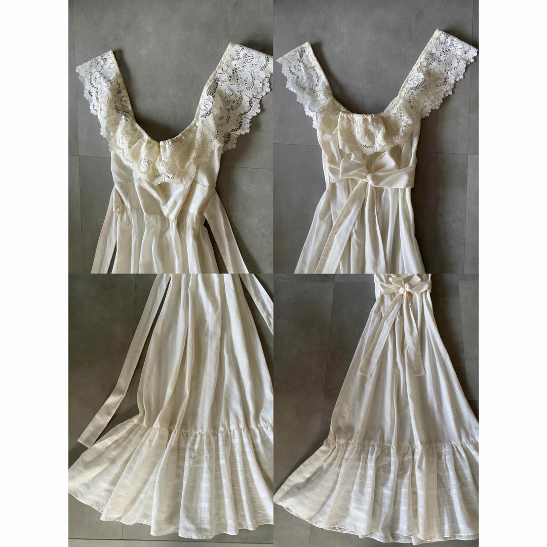 ビンテージ 70s USA白ドレス アンティーク ワンピース レース 希少 美品 レディースのワンピース(ロングワンピース/マキシワンピース)の商品写真
