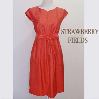 STRAWBERRY-FIELDS - STRAWBERRY FIELDS ウエストリボン膝丈ワンピ