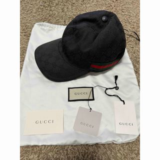 グッチ(Gucci)のGUCCI グッチ　キャップ　キャンバス　ブラック　GG(キャップ)