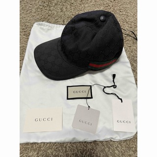 Gucci - GUCCI グッチ　キャップ　キャンバス　ブラック　GG