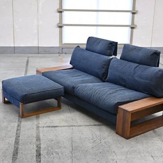 最高級 匠ソファ 91万「PM SOFA」「PM OTTOMAN 」ソファセット 3人掛け トリプル ウォールナット無垢材 ワイド ヘッドレスト付 リビング【中古家具/中古インテリア/USED家具ユーズド家具/リサイクル】(三人掛けソファ)