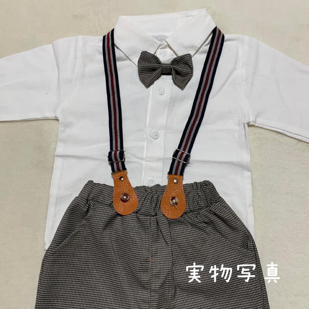 ☆ フォーマル 3点セット サスペンダー ☆ 100 おしゃれ カジュアル キッズ/ベビー/マタニティのキッズ服男の子用(90cm~)(ドレス/フォーマル)の商品写真