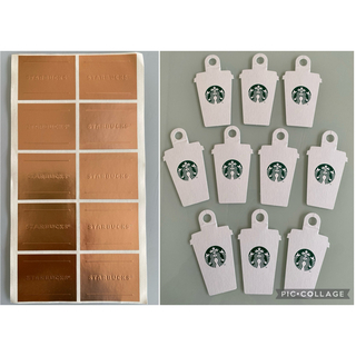 スターバックスコーヒー(Starbucks Coffee)のスターバックス　ステッカー　ゴールド10枚＆ギフトタグ10枚セット　スタバ(ショップ袋)