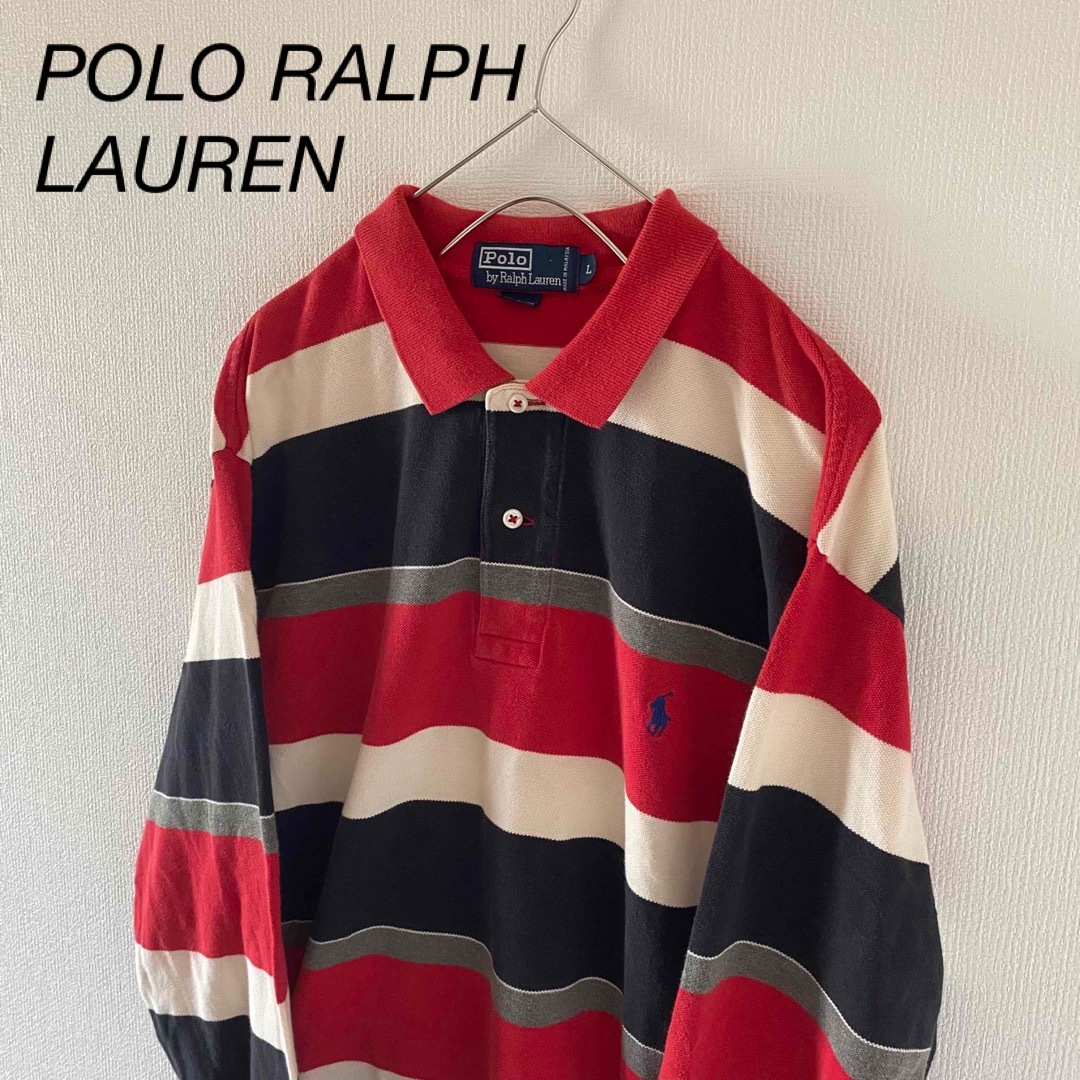 POLO RALPH LAUREN(ポロラルフローレン)のPOLORALPHLAURENポロラルフローレンラガーシャツメンズ長袖ボーダーL メンズのトップス(シャツ)の商品写真