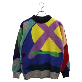 sacai - Sacai サカイ ×KAWS Jaqcuard Knit pullover ジャガード ニットプルオーバー セーター 総柄裾ジップ マルチカラー 21-02579M