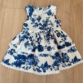 シーイン(SHEIN)のベビー花柄ブルー　ワンピースドレス(ワンピース)