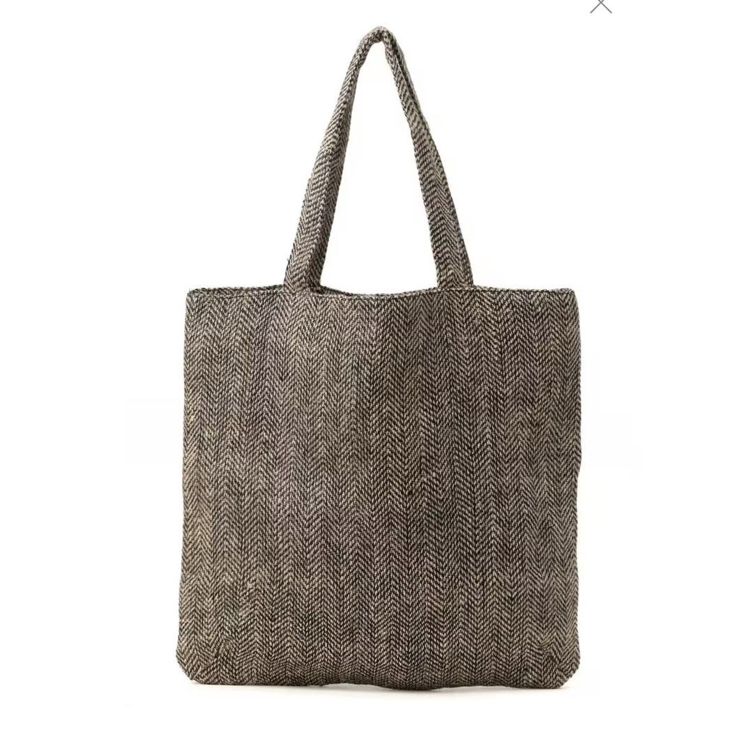 Y's(ワイズ)のJUTE HERRINGBONE BIG LOGO TOTE BAG レディースのバッグ(トートバッグ)の商品写真