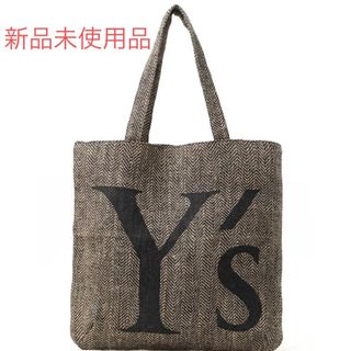 Y's - JUTE HERRINGBONE BIG LOGO TOTE BAG