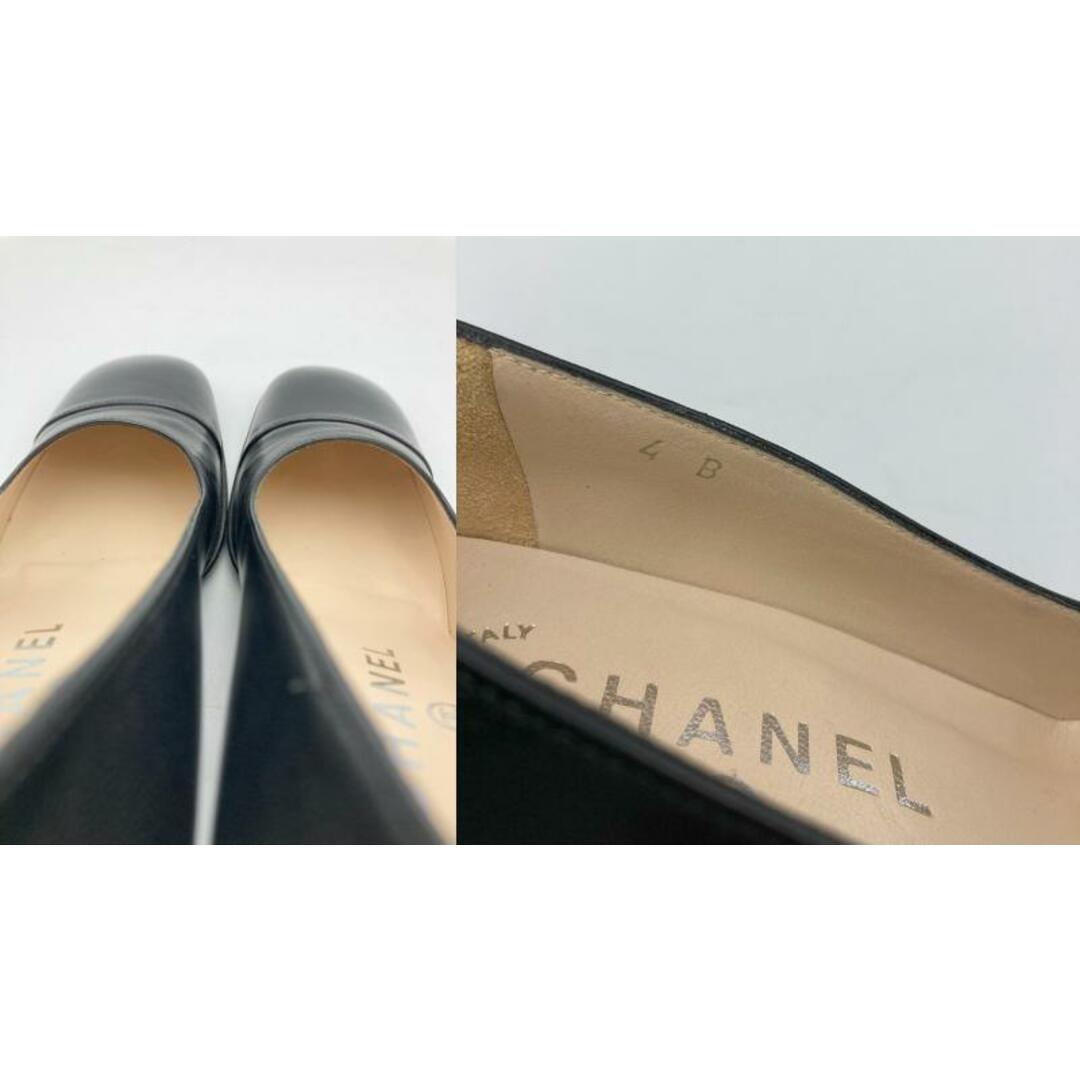 CHANEL シャネル スクエアトゥ レザー パンプス サイズ34 レディース ブラック 中古 D4 レディースの靴/シューズ(ハイヒール/パンプス)の商品写真