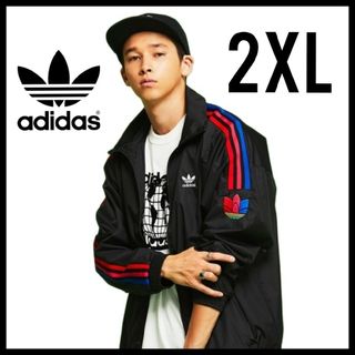 アディダス(adidas)のadidas★ルーズフィット トラックジャケット★黒★2XL★男女兼用(ナイロンジャケット)