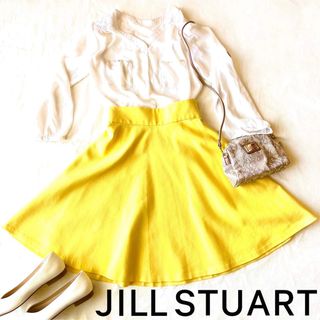 【春色】フレア スカート　JILL STUART （ジル スチュアート）黄色(ひざ丈スカート)