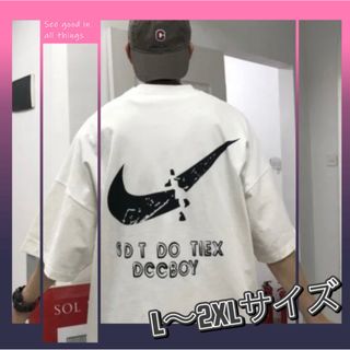 【フォロー割】 韓国 春夏 バッグプリント ビッグロゴ Tシャツ L-2XL(Tシャツ/カットソー(半袖/袖なし))