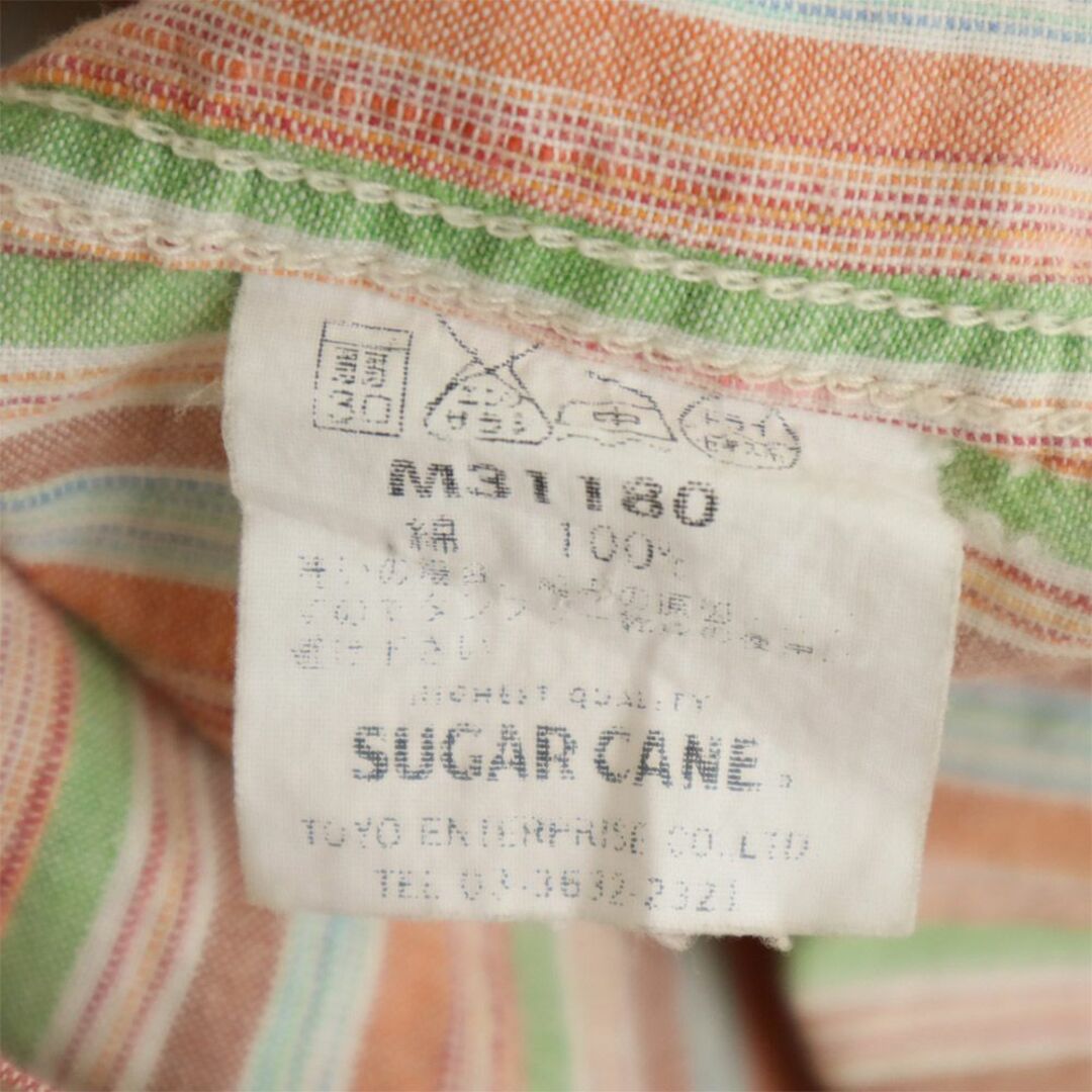 Sugar Cane(シュガーケーン)のシュガーケーン 東洋エンタープライズ ストライプ柄 半袖 ウエスタンシャツ M オレンジ系 SUGAR CANE メンズ 古着 【240316】 メール便可 メンズのトップス(シャツ)の商品写真