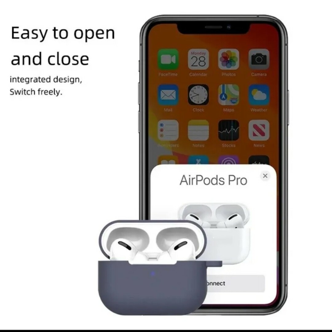 AirPods pro ケース  無地・グリーン スマホ/家電/カメラのスマホアクセサリー(モバイルケース/カバー)の商品写真