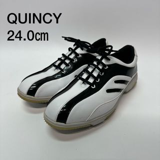 QUINCY クインシー  24.0 ゴルフシューズ　ホワイト　スニーカー(シューズ)