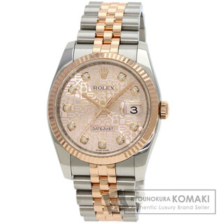 ロレックス(ROLEX)のROLEX 116231G デイトジャスト 10P ダイヤモンド 腕時計 SS SSxK18RG エバーローズゴールド メンズ(腕時計(アナログ))
