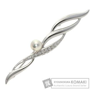 ミキモト(MIKIMOTO)のMIKIMOTO アコヤパール 真珠 ダイヤモンド ブローチ K18WG レディース(ブローチ/コサージュ)