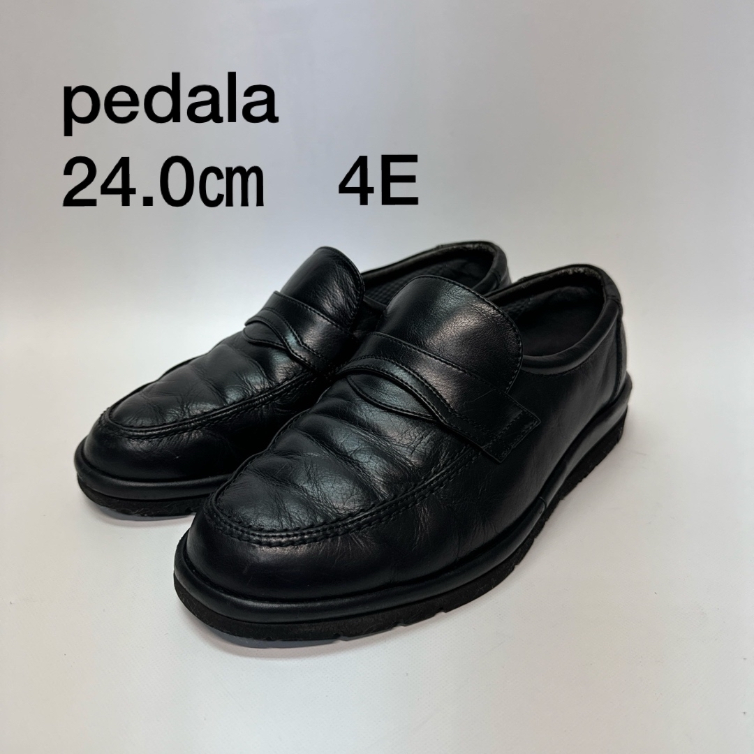 Pedala（asics）(ペダラ)のpedala ペダラ ローファー 24cm 4E ブラックEEEE 　シューズ　 レディースの靴/シューズ(ローファー/革靴)の商品写真