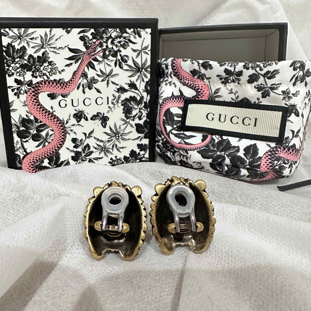 Gucci(グッチ)のGUCCI オールドグッチライオン ラインストーンレインボーゴールドイヤリング レディースのアクセサリー(イヤリング)の商品写真