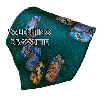 【VALENTINO CRAVATTE】　グリーン系　総柄　イタリア製(ネクタイ)