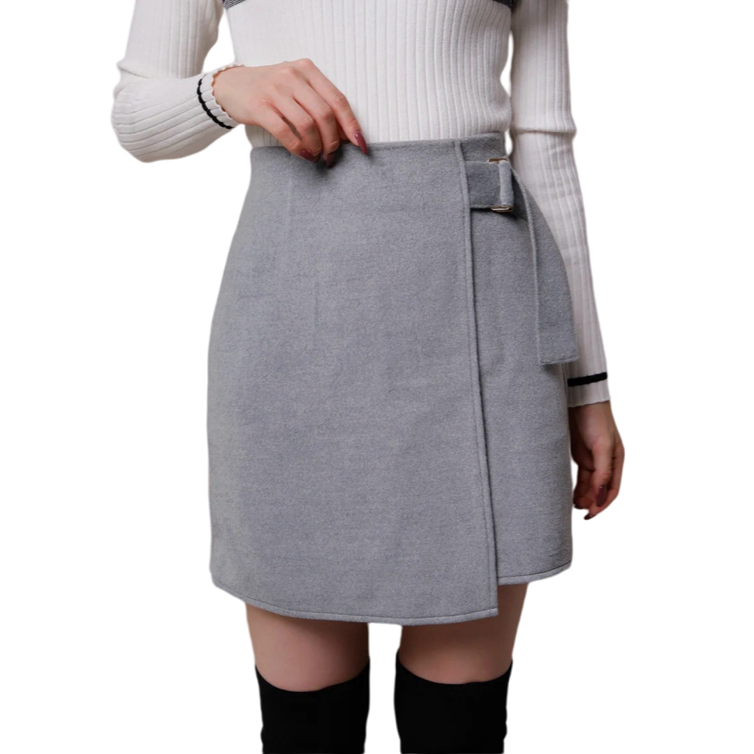 LIP SERVICE(リップサービス)のリップサービス 新品 ラップミニスカート ダークグレー 黒 福袋限定 レディースのスカート(ミニスカート)の商品写真
