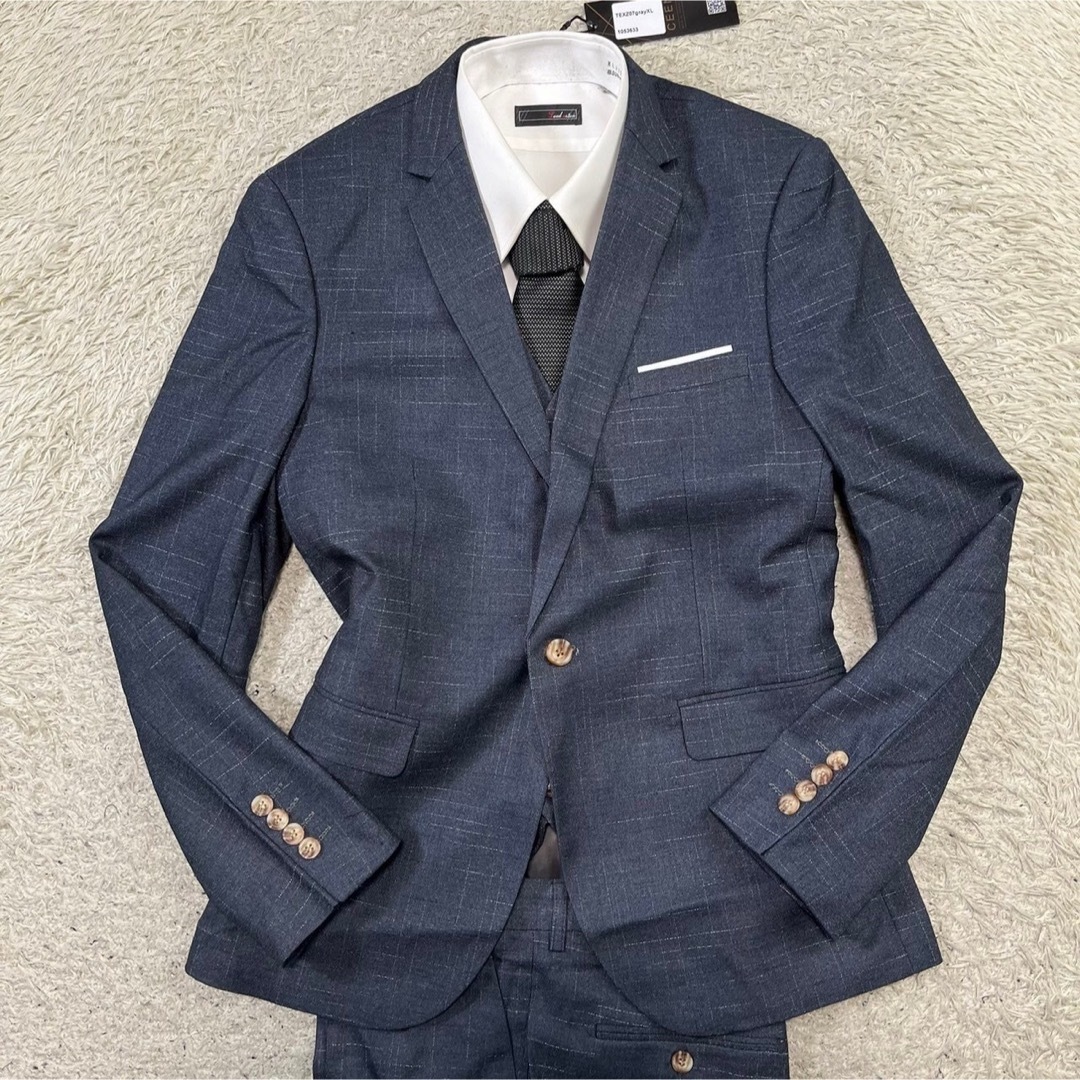 【新品】CEEN  シーン　スーツ　3ピース　ジャケット　チェック　グレー　XL メンズのスーツ(セットアップ)の商品写真