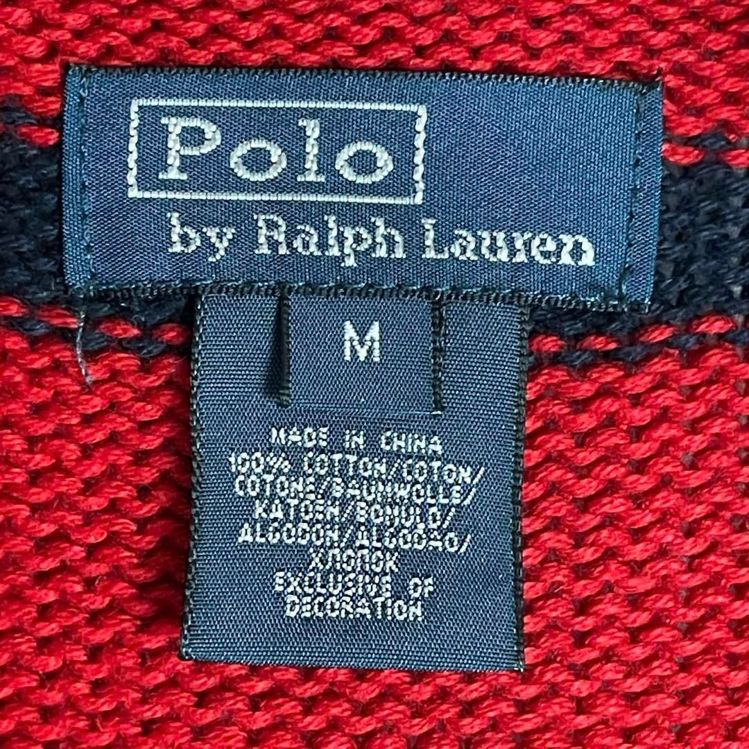 Ralph Lauren(ラルフローレン)の【ニット　ポロバイラルフローレン　ハーフジップ　ボーダー　赤　紺　古着】 メンズのトップス(ニット/セーター)の商品写真