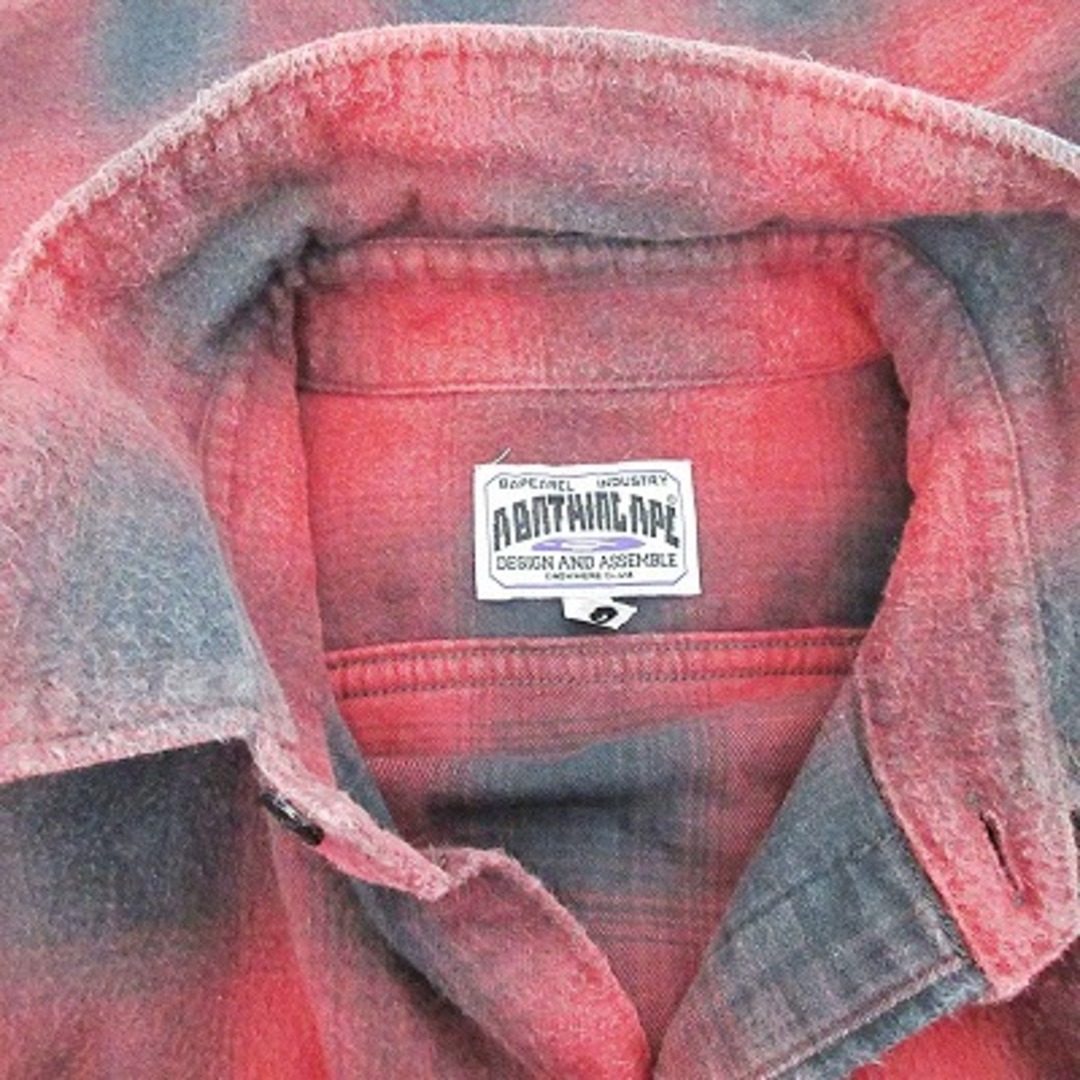 A BATHING APE(アベイシングエイプ)のアベイシングエイプ ネルシャツ 長袖 オンブレ チェック 赤 M メンズのトップス(シャツ)の商品写真