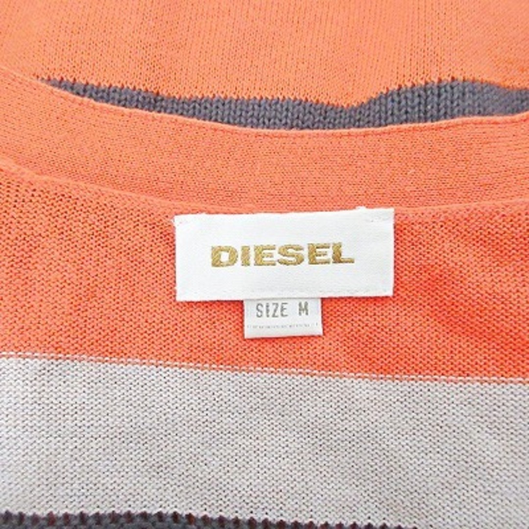 DIESEL(ディーゼル)のディーゼル カーディガン ニット 長袖 ボーダー オレンジ グレー M メンズのトップス(カーディガン)の商品写真