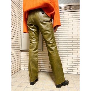 トーガ(TOGA)のvintage 00s old gap ブラウンオリーブ レザーフレアパンツ(ワークパンツ/カーゴパンツ)