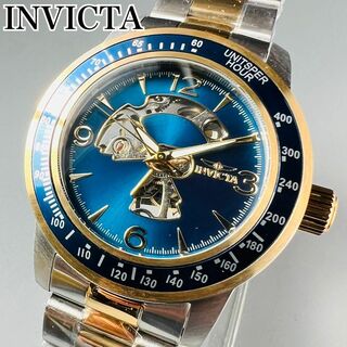 インビクタ 腕時計 自動巻き ブルー メンズ ケース 新品 スケルトン シルバー
