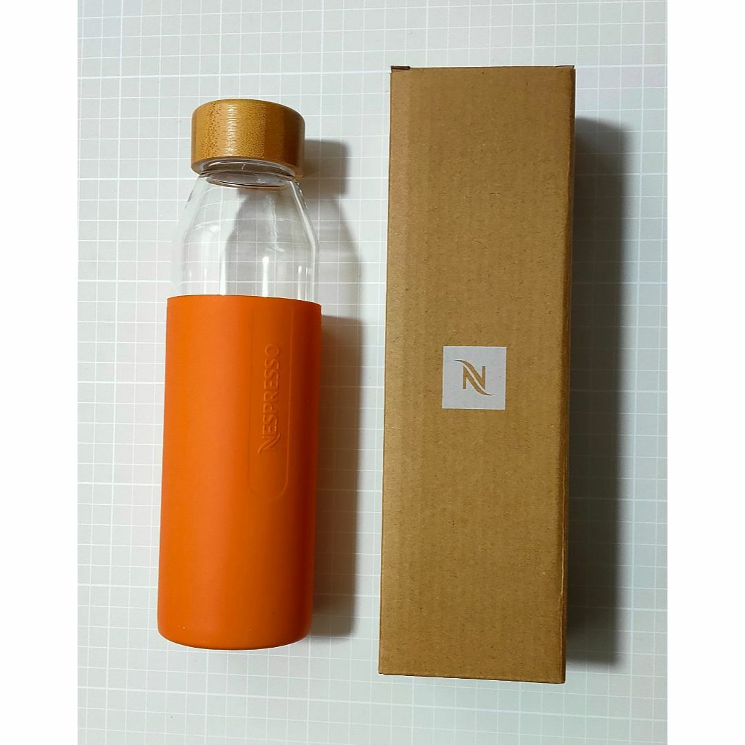 NESPRESSO(ネスプレッソ)のNespressoガラス製ウォーターボトル オレンジ 500ml 非売品 限定品 インテリア/住まい/日用品のキッチン/食器(食器)の商品写真