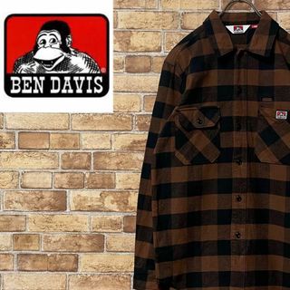 ベンデイビス(BEN DAVIS)のベンデイビス　ネルシャツ　ビッグシルエット　チェック柄　ダブルポケット　L(シャツ)