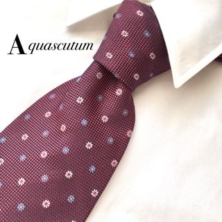 アクアスキュータム(AQUA SCUTUM)の美品 アクアスキュータム Aquascutum ネクタイ 花柄 日本製(ネクタイ)