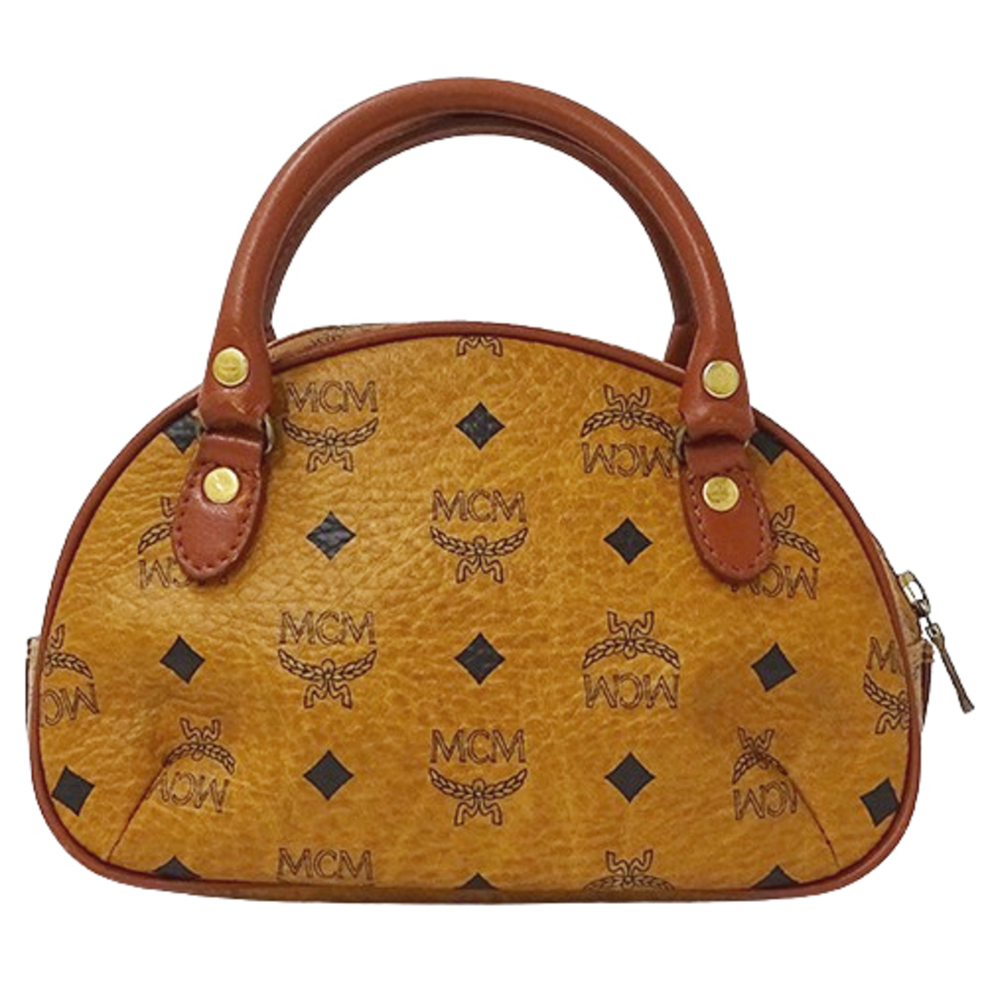 MCM(エムシーエム)のMCM エムシーエム バッグ レディース ブランド ハンドバッグ ショルダーバッグ 2way ロゴグラム キャメル ブラウン コンパクト ミニバッグ おしゃれ 斜め掛け 【中古】 レディースのバッグ(ハンドバッグ)の商品写真