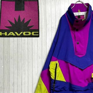 HAVOC ヴィンテージ　ナイロン　アノラック　マルチカラー　アウトドア　M(ナイロンジャケット)