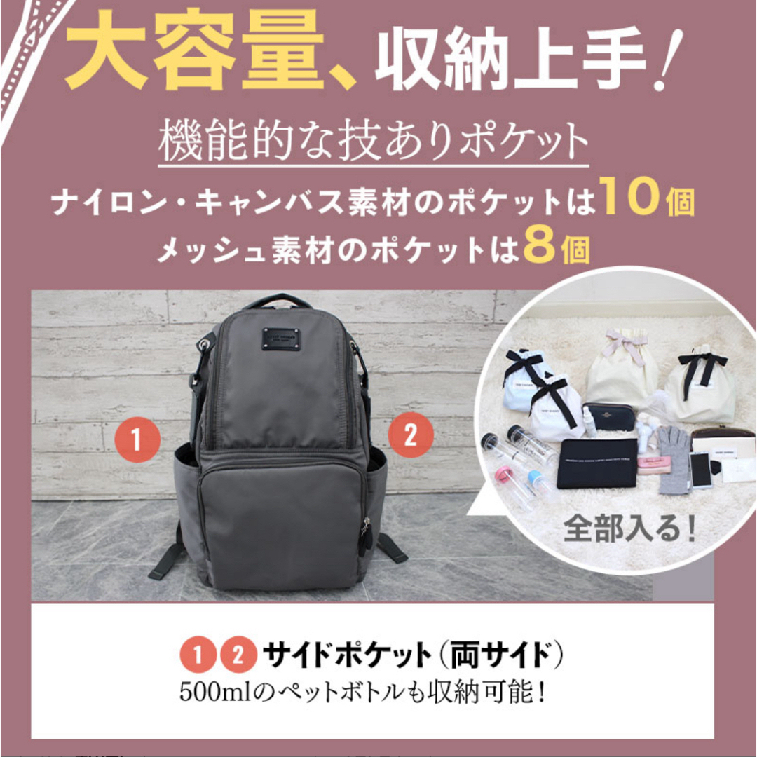 SWEET MOMMY(スウィートマミー)のSWEET MOMMY WEEKEND マザーズリュック 美品 バッグ 黒 キッズ/ベビー/マタニティのマタニティ(マザーズバッグ)の商品写真