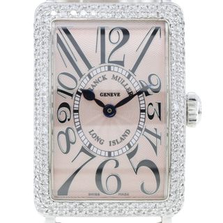 フランクミュラー(FRANCK MULLER)の【FRANCK MULLER】フランクミュラー ロングアイランド ダイヤベゼル 900QZD K18ホワイトゴールド×クロコダイル クオーツ アナログ表示 レディース ピンク文字盤 腕時計(腕時計)