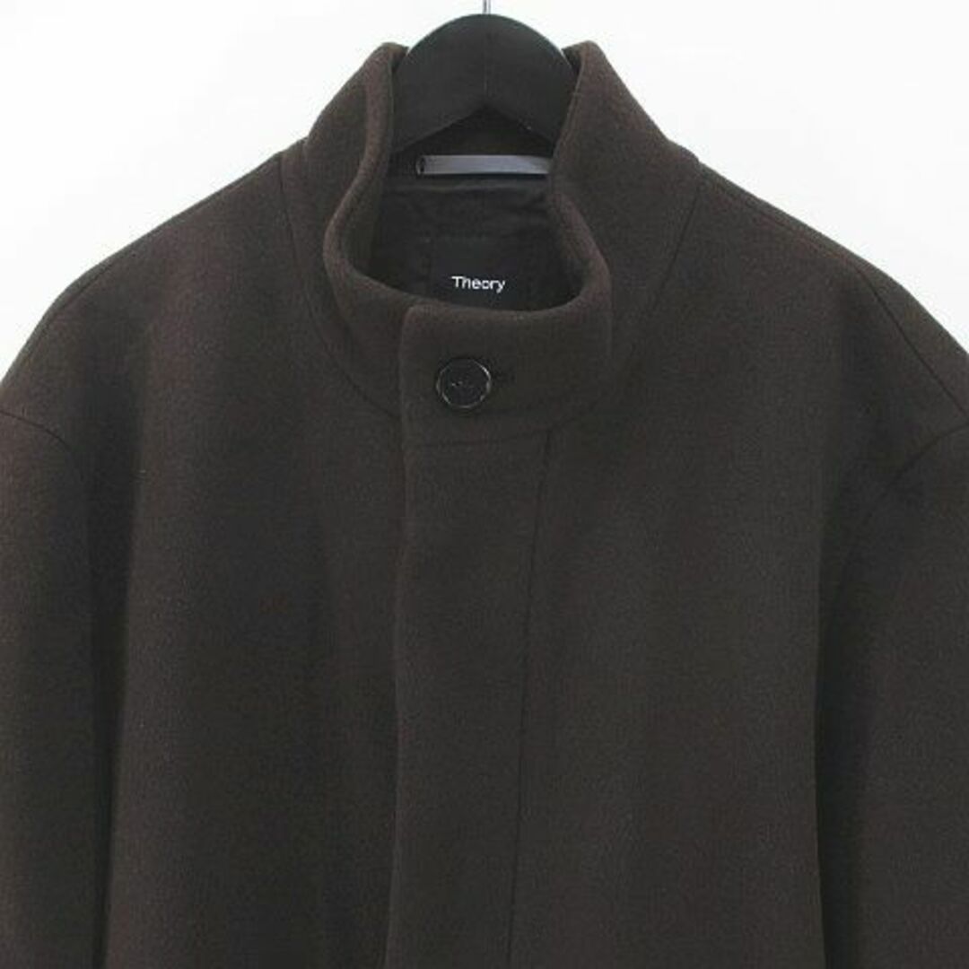 theory(セオリー)のセオリー スタンドカラーコート ロング丈 比翼 XXL 茶 ブラウン ボタン 毛 メンズのジャケット/アウター(その他)の商品写真