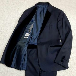 アルマーニ コレツィオーニ(ARMANI COLLEZIONI)の極美品 XL アルマーニ コレツィオーニ ウール100 スーツ 上下 紺 ベロア(セットアップ)