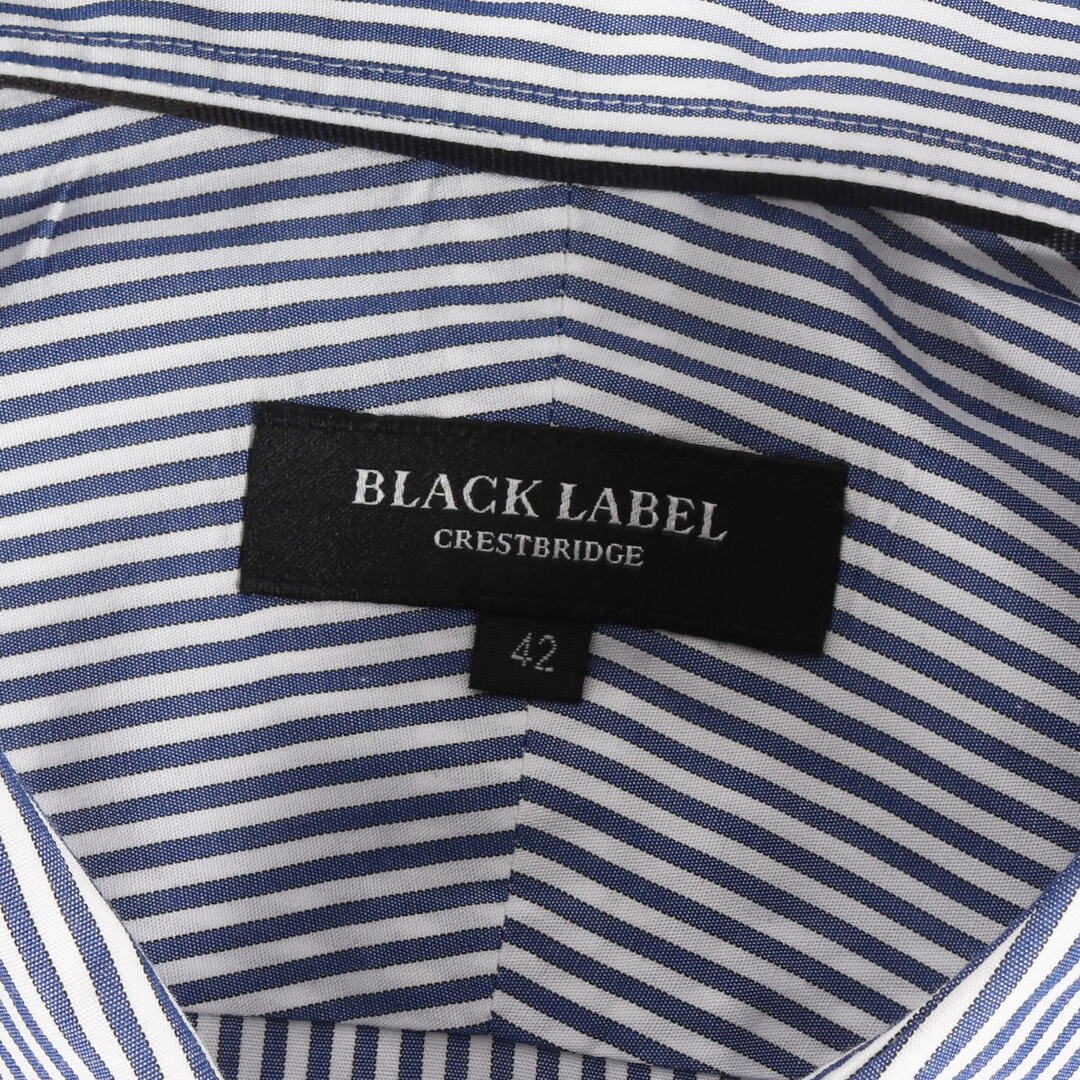 BLACK LABEL CRESTBRIDGE(ブラックレーベルクレストブリッジ)のBLACK LABEL CRESTBRIDGE ブラック レーベル クレストブリッジ シャツ サイズ:42 ワンポイント CBロゴ 刺繍 ストライプ ドレスシャツ ホワイト ブルー トップス カジュアルシャツ 長袖シャツ【メンズ】【中古】 メンズのトップス(シャツ)の商品写真