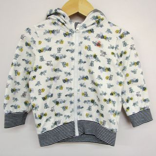 プチバトー(PETIT BATEAU)のプチバトー ジップアップパーカー 動物柄 ベビー 男の子用 18m/81cmサイズ ホワイト PETIT BATEAU(その他)